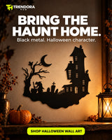 Haunted House & Witch Metal Wall Art