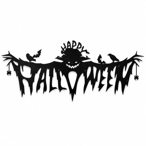 Gothic Happy Halloween Metal Wall Sign