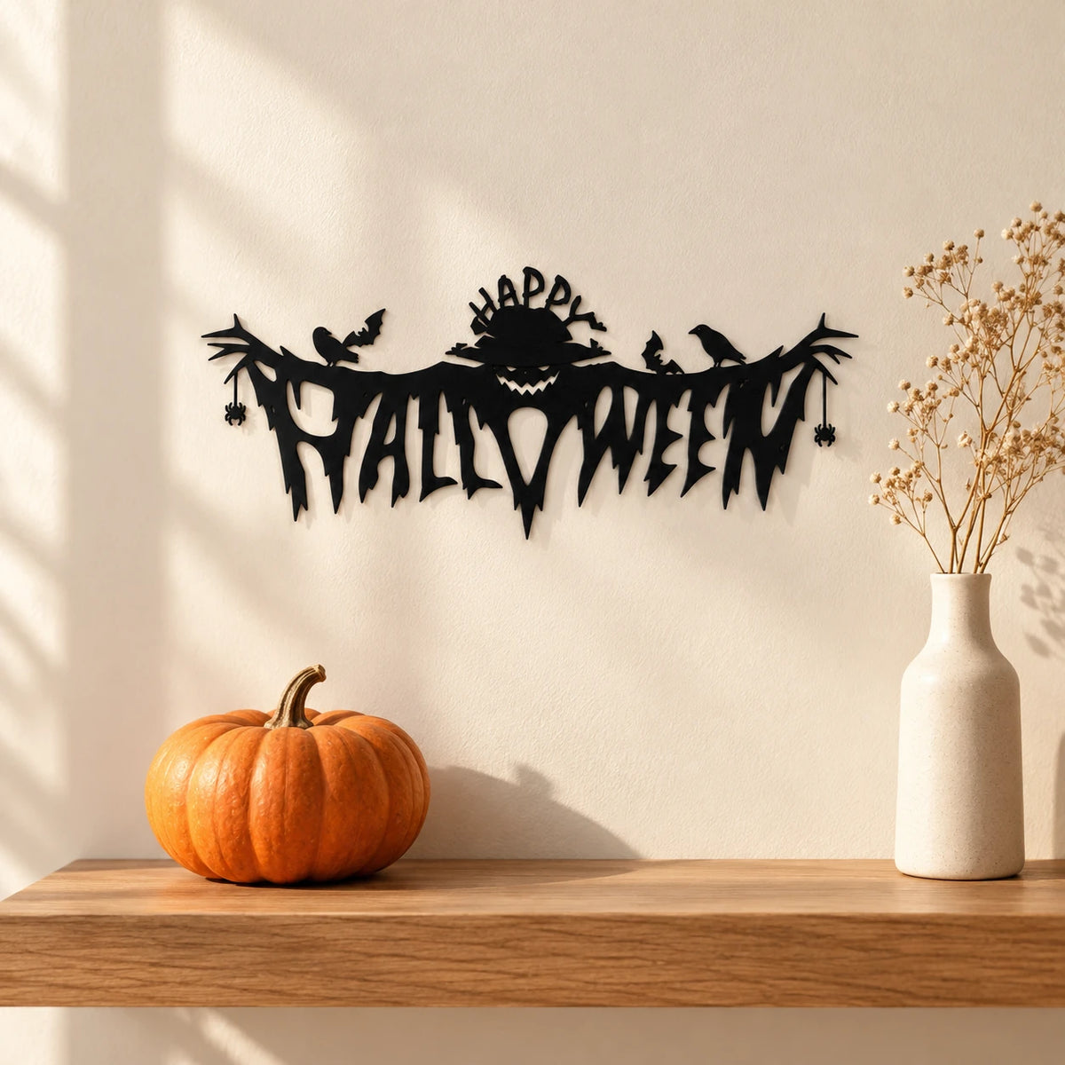 Gothic Happy Halloween Metal Wall Sign