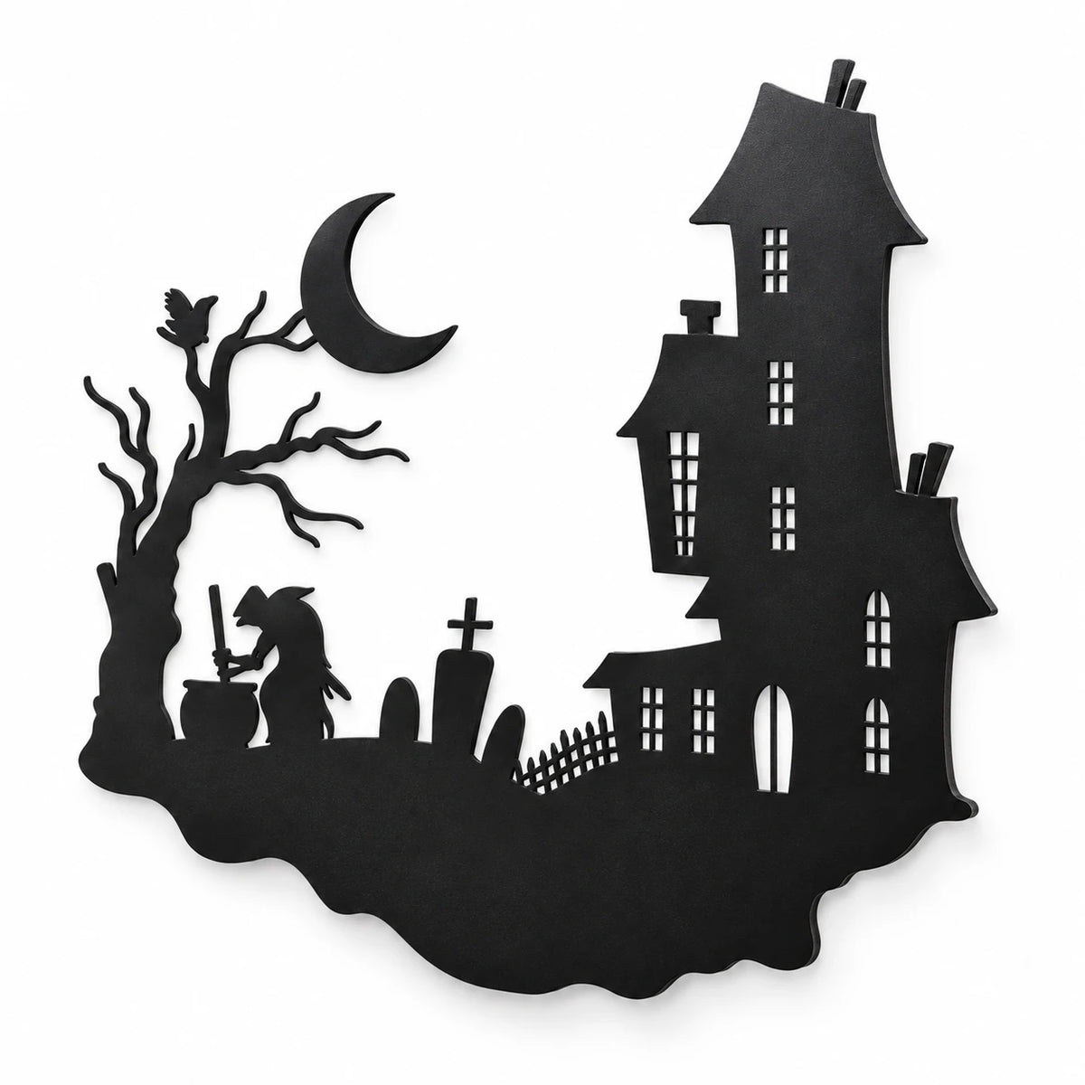 Haunted House & Witch Metal Wall Art