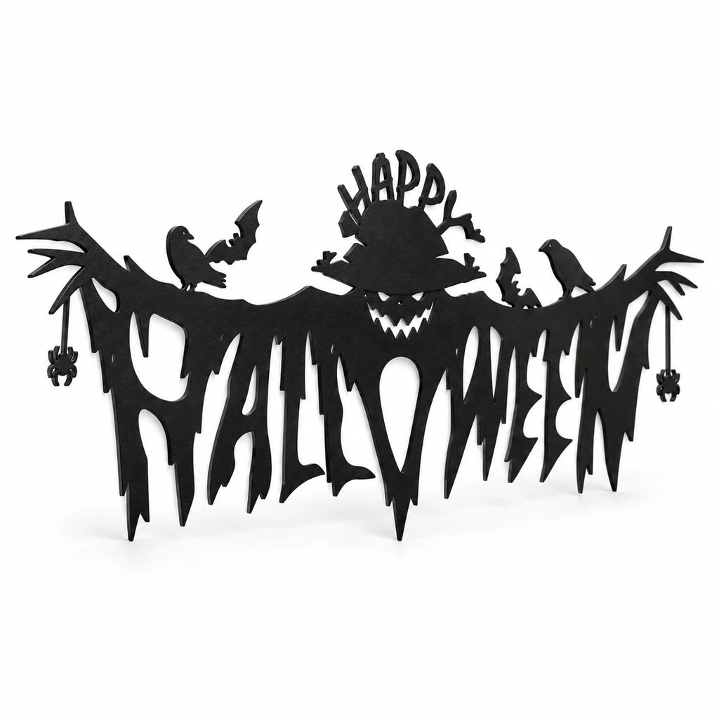 Gothic Happy Halloween Metal Wall Sign