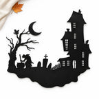 Haunted House & Witch Metal Wall Art