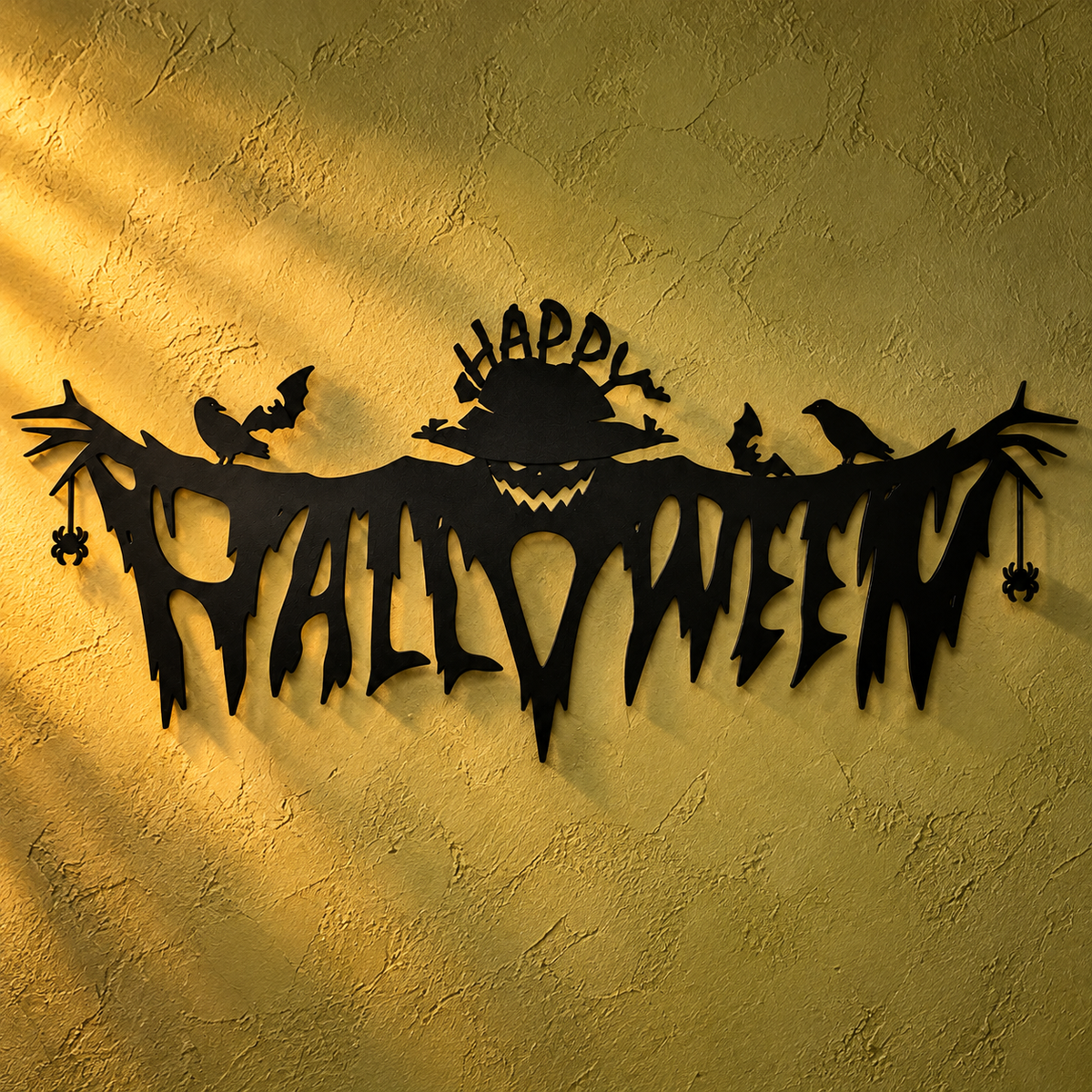 Gothic Happy Halloween Metal Wall Sign