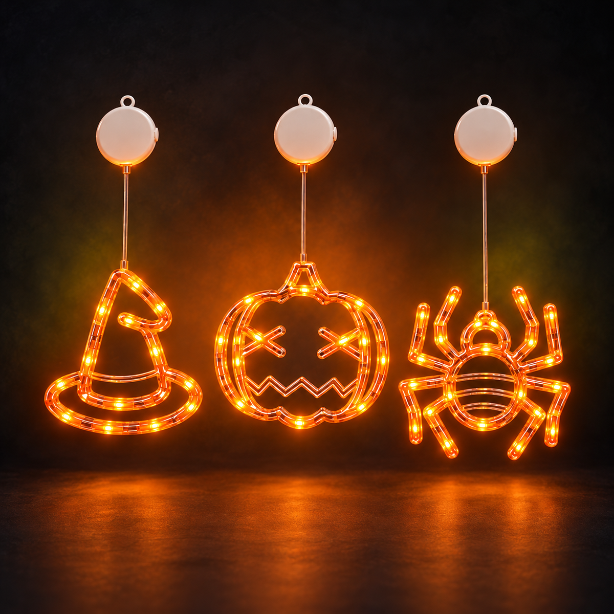 Halloween Hanging Window Lights – 3-Pack, Warm Orange