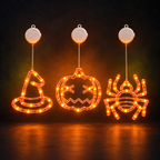 Halloween Hanging Window Lights – 3-Pack, Warm Orange